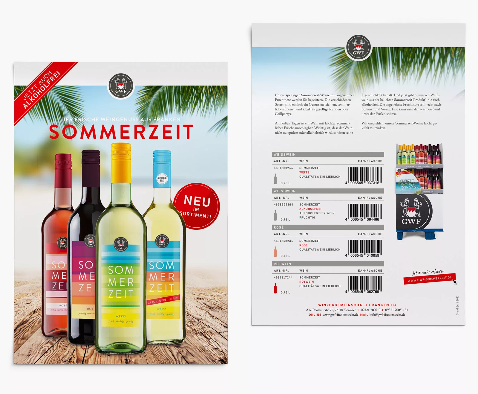 Flyer von GWF mit Sommerzeit Flaschen und Preisen