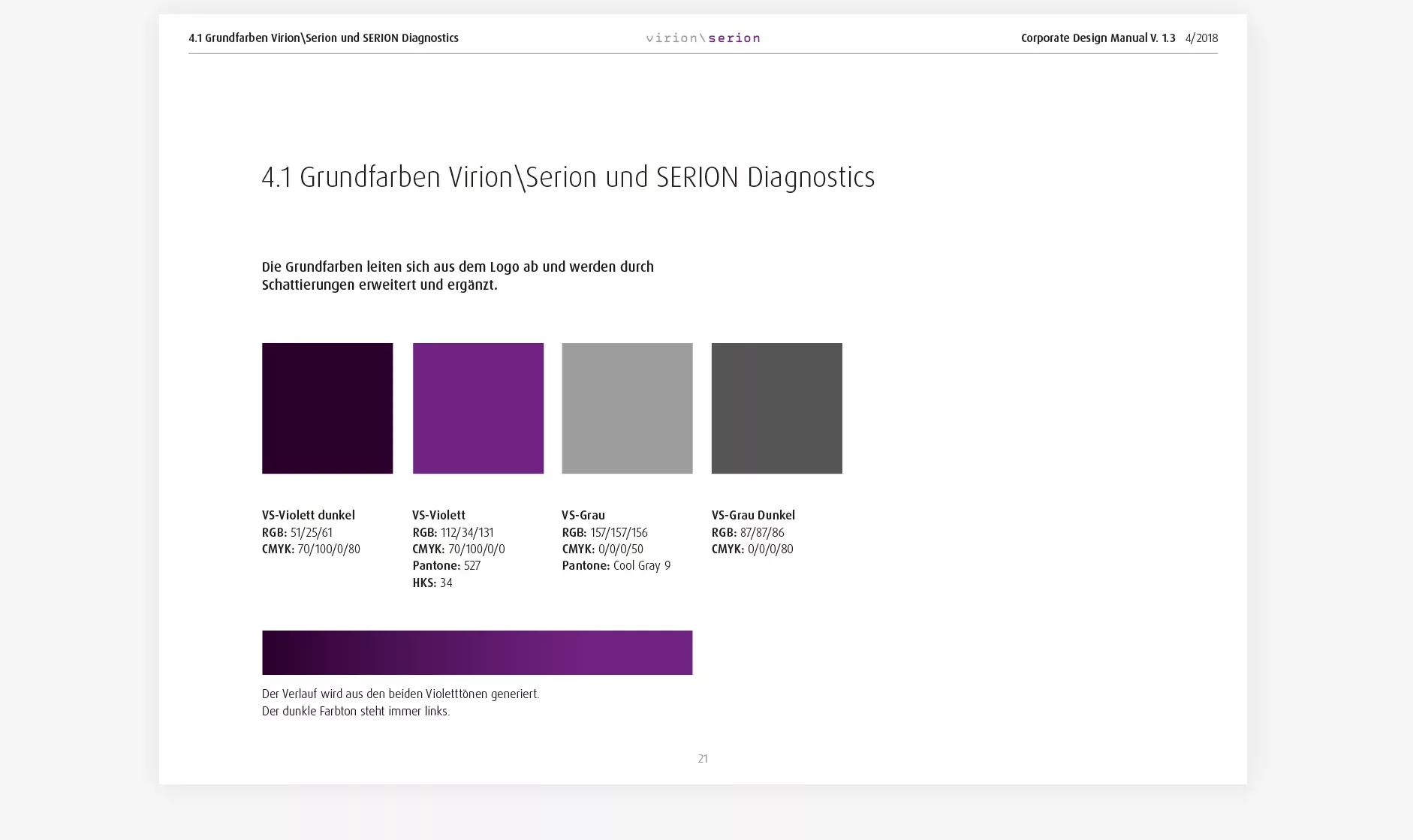 Virion Serion Corporate Design Manual Farben