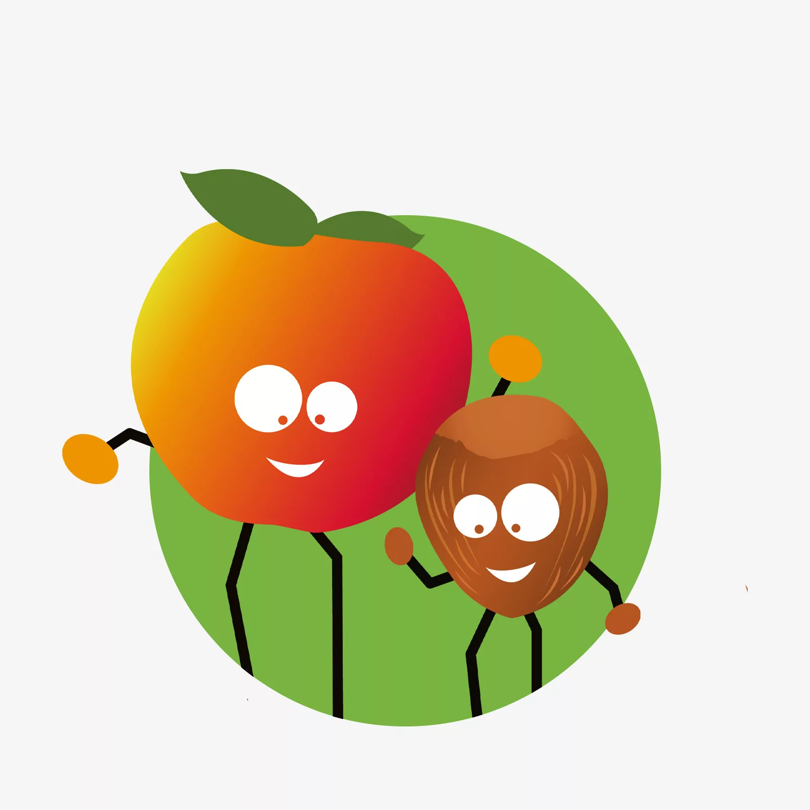 Illustration Apfel- und Haselnuss-Figuren