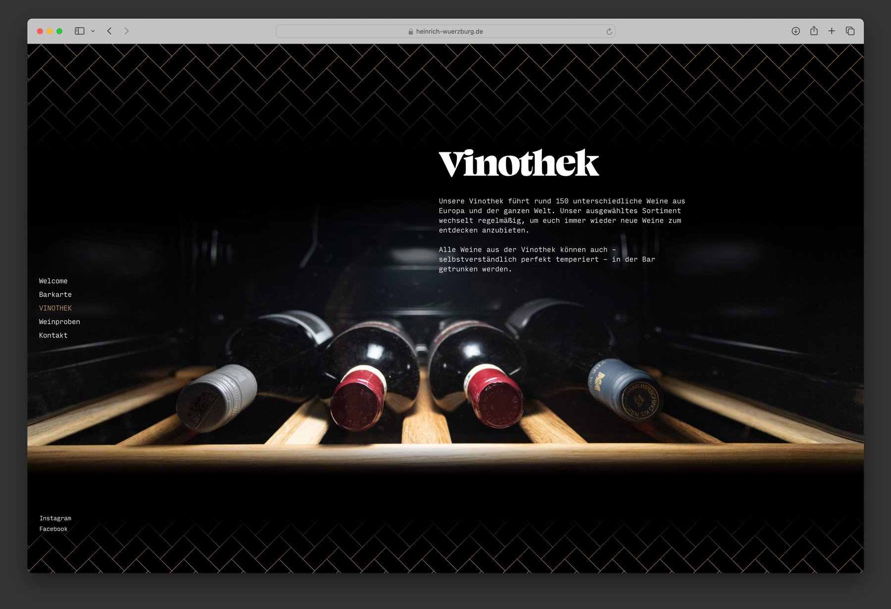 Ausschnitt aus der Webseite von Heinrich Bar und Vinothek