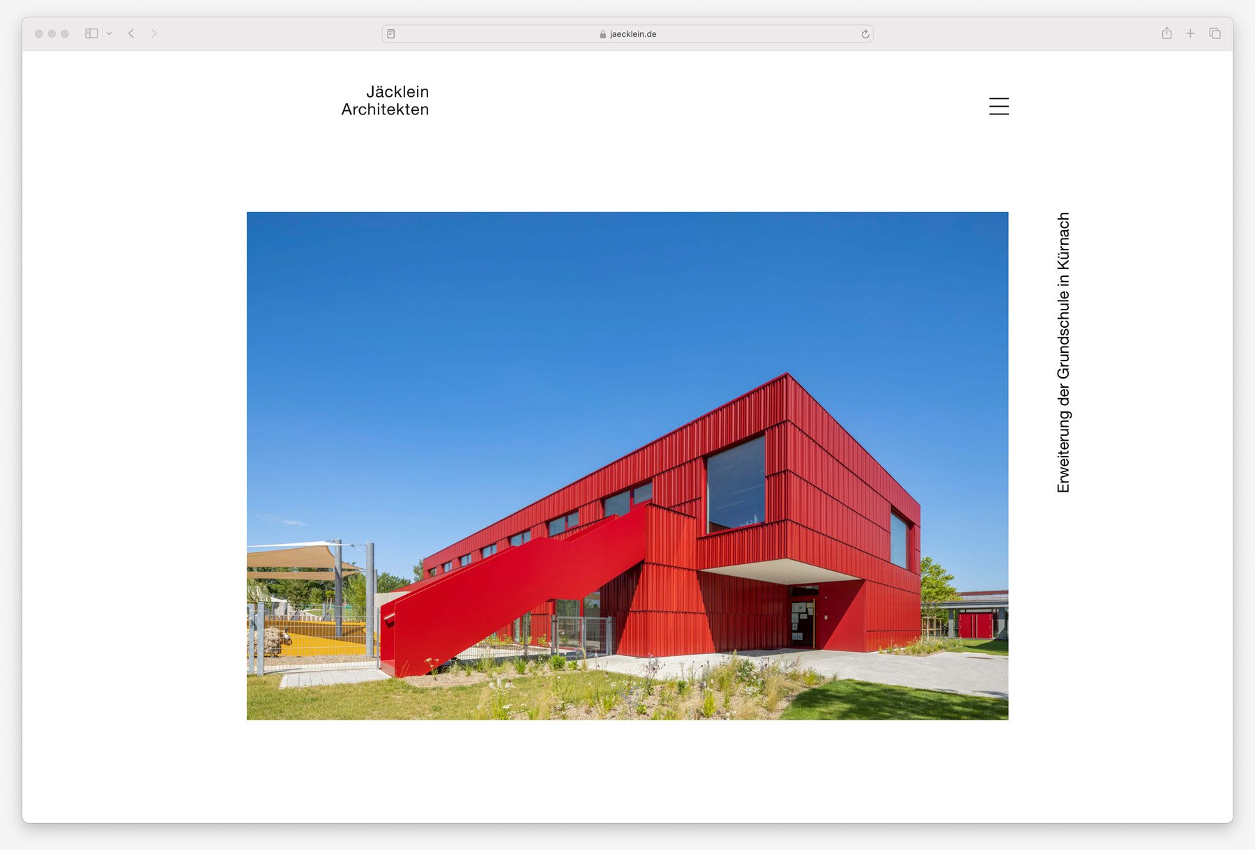 Ausschnitt der Webseite Architekturbüro Jäcklein