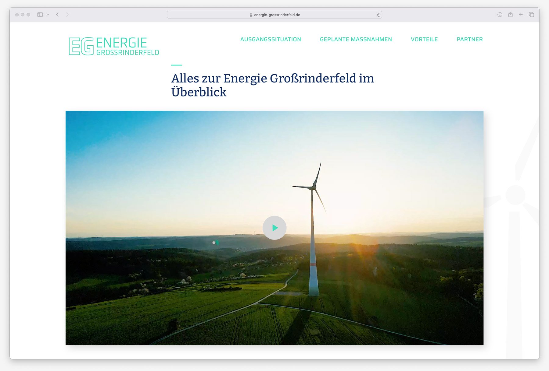 Ausschnitt der Webseite für Energie Großrinderfeld