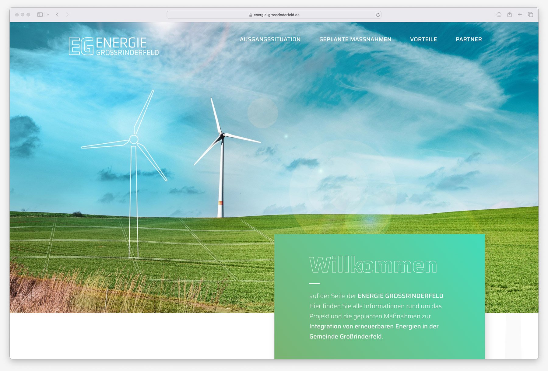 Ausschnitt der Webseite für Energie Großrinderfeld