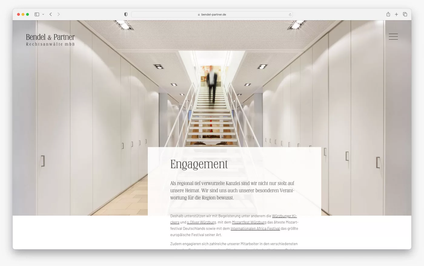 Ausschnitt der Webseite von Bendel und Partner
