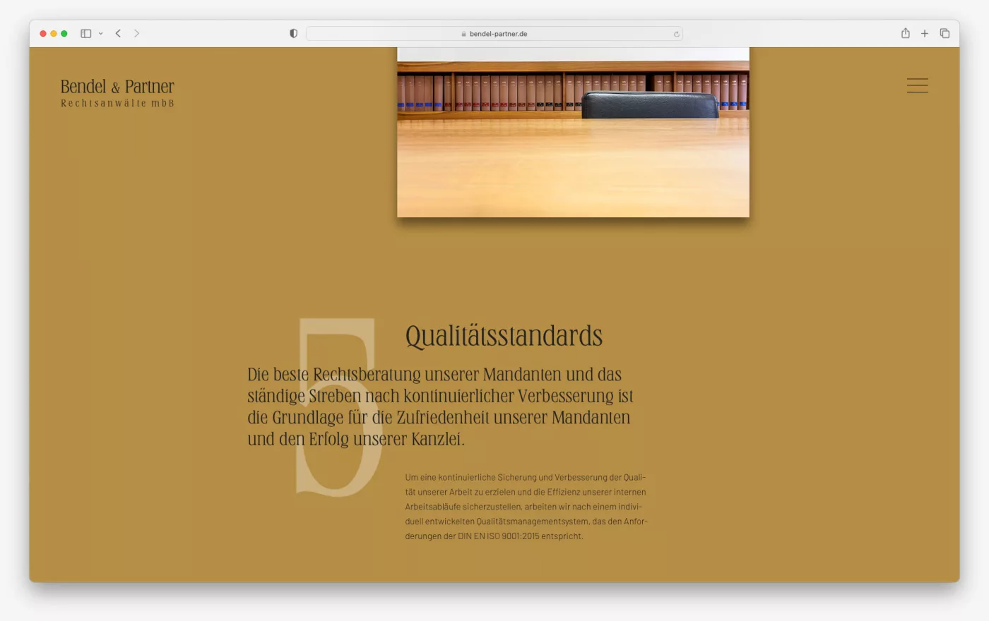 Ausschnitt der Webseite von Bendel und Partner