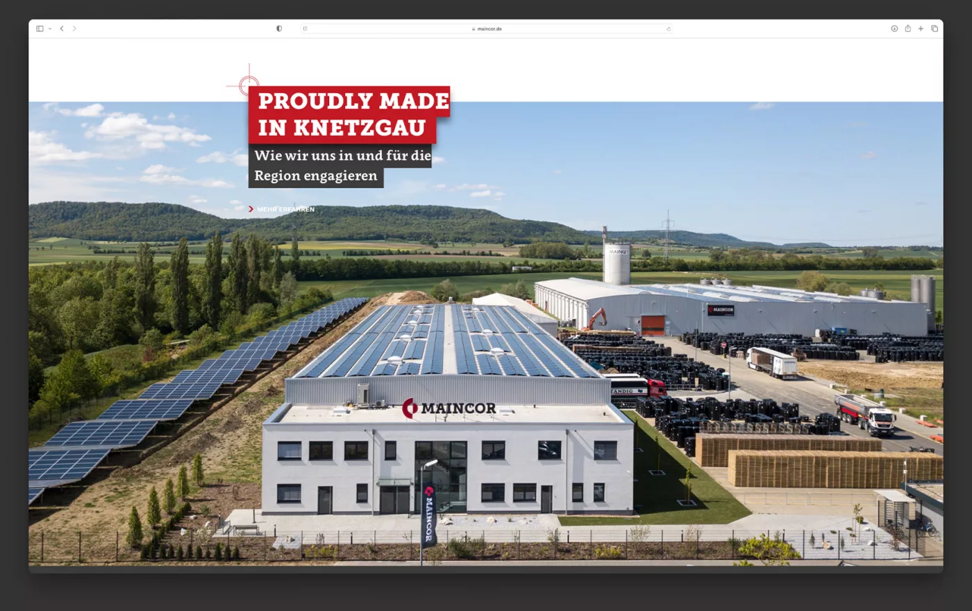 Ausschnitt der Maincor Webseite