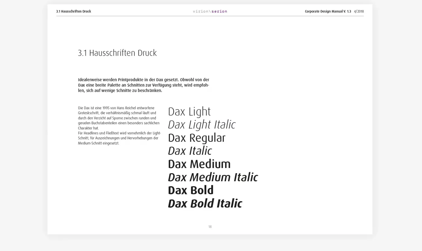 Virion Serion Corporate Design Manual Schrift