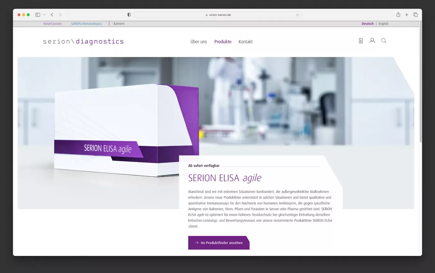 Ausschnitt von Webseite von Virion Serion