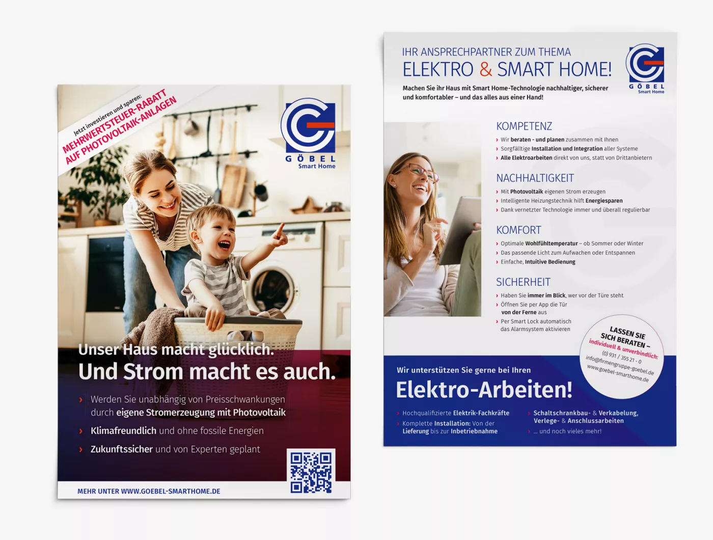 Vorder- und Rückseite eines Flyers von Göbel SmartHome