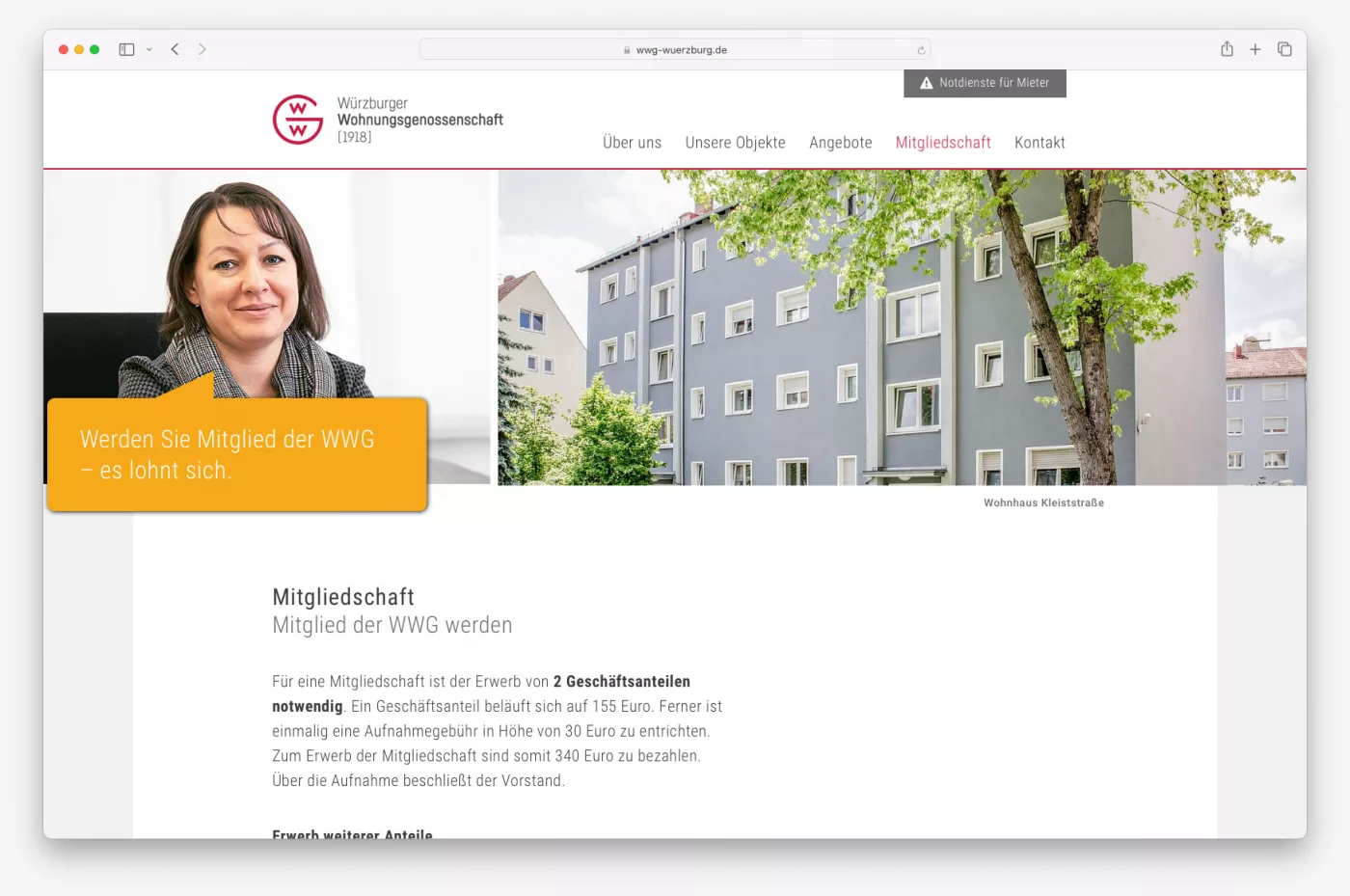 Webseite-Ausschnitt