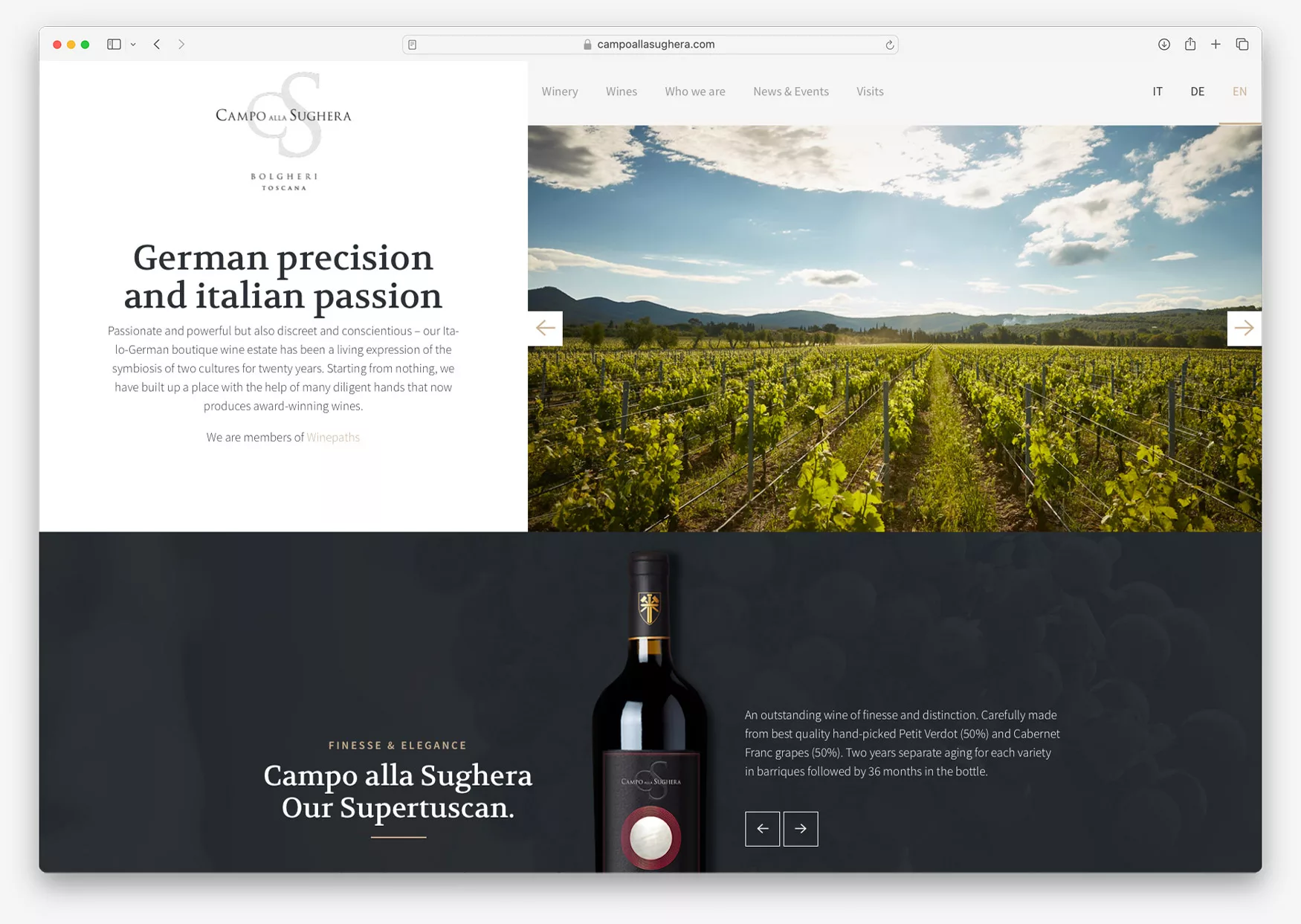 Webseiten-Ausschnitt Campo alla Sughera